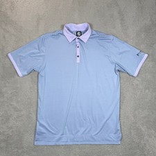 FootJoy Mens Striped Golf Polo Shirt Blue Lavender Pole Creek Logo Large L