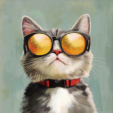 Wall Decal Sticker Cat with Sunglasses Wall Sticker 18X18cm Large