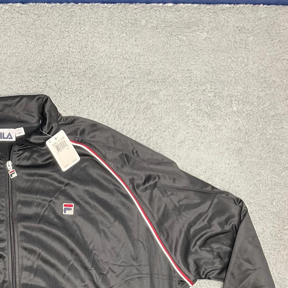Fila Vintage 90s Track Jacket Black Stripe Accent Full Zip Mens 3XLT - Image 3 of 4