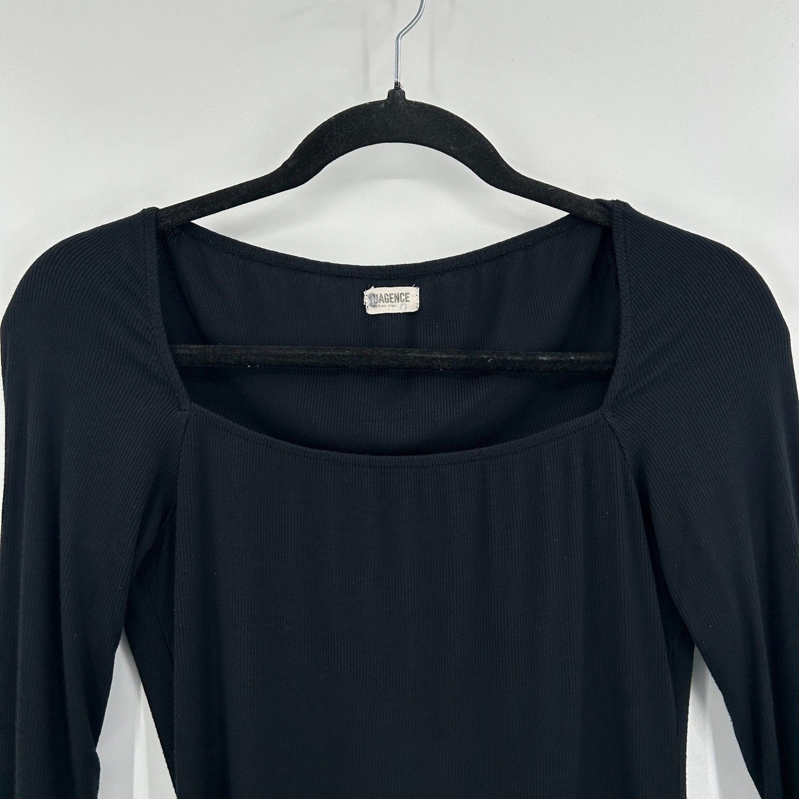 L'AGENCE Women's Black Basic Square Neck Ribbed L… - image 3