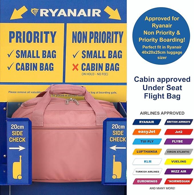 Ladies Womens Hand Cabin Luggage Holdall Bag Suitcase 40x20x25