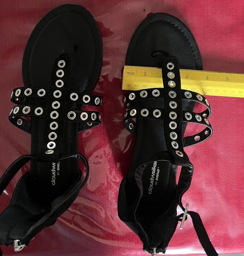 Cloudwalkers-by-Avenue flache Damensandalen schwarz mit Zinn 7 W Neu - Bild 6 von 6