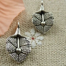 Free Ship 160 pcs tibetan silver leaves charms 21x12mm L-406
