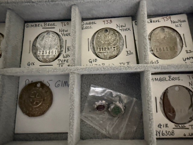Gimbel Brothers Charge Coin Token Collection - 21 Coins, 3 Service Pins, 1 Card