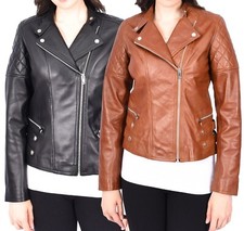 Exclusive Leather Biker Jacket For Women Asymmetrical Zip Quilted Modish Style