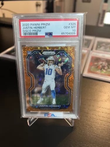 2020 Panini Prizm Orange Disco #325 Justin Herbert RC Rookie Gem Mint PSA 10