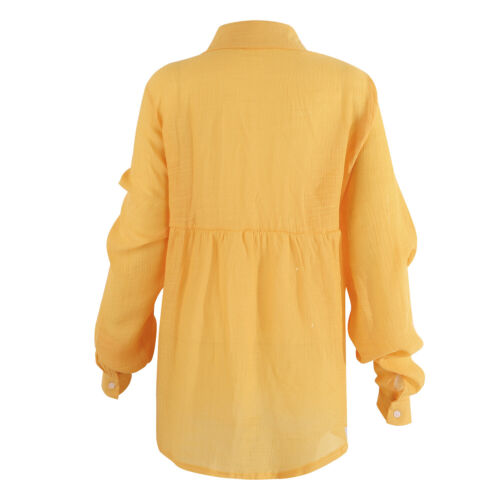 Womens Cotton Casual T-Shirt Linen Plain Blouse TopsLadies Baggy Long Sleeve - Picture 20 of 50