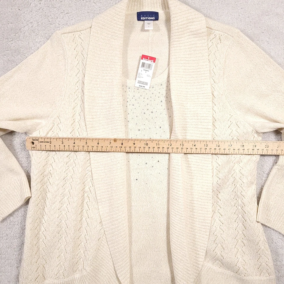 Cárdigan Suéter Camisa Para Mujer Ediciones Básicas Grande Beige Brillo Tachonado Cerrado Foto 4 de 4