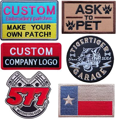CUSTOM YOUR LOGO PERSONALIZED TAG EMBROIDERED PATCH iron-on or Sew on