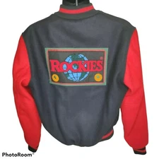 Vtg Rockies Varsity Bomber Jacket Virgin Wool & Satin Embroidered Logo Sz M USA