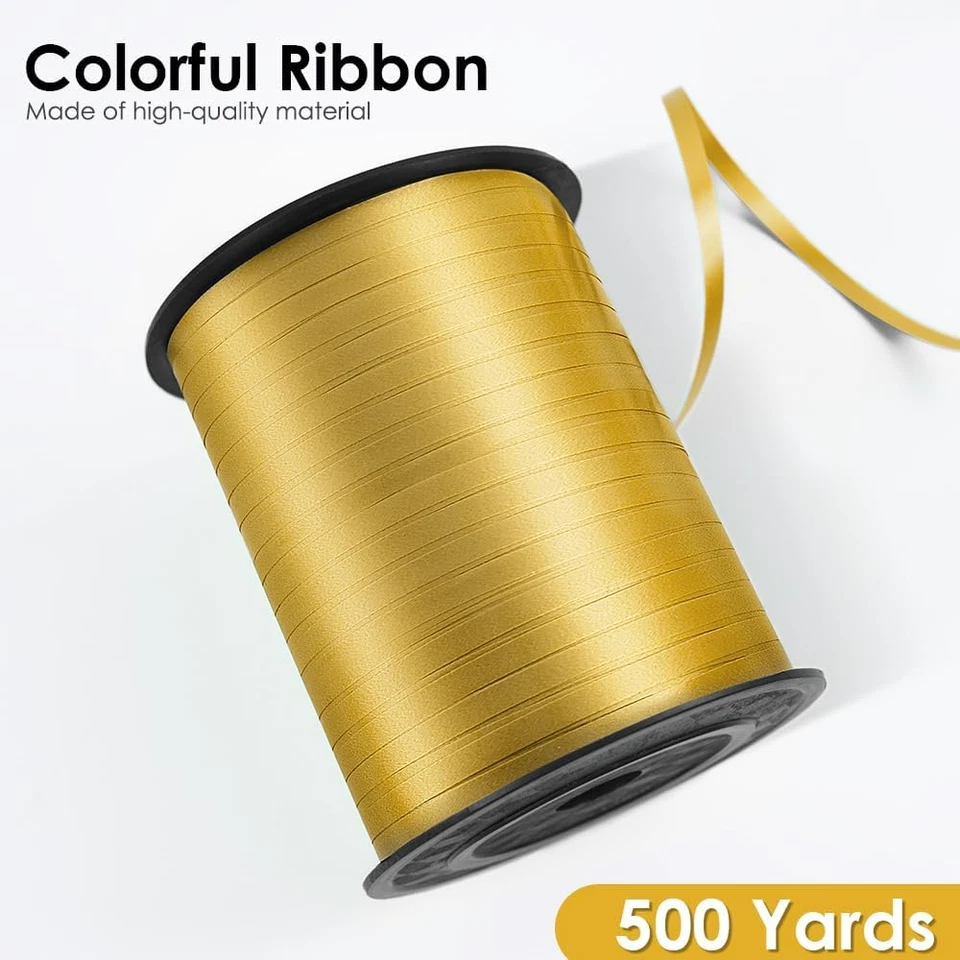 Gold Curling Ribbon, Balloon String 500 Yard for Gift Wrapping, Curly Ribbons, 3 - Image 2 of 4