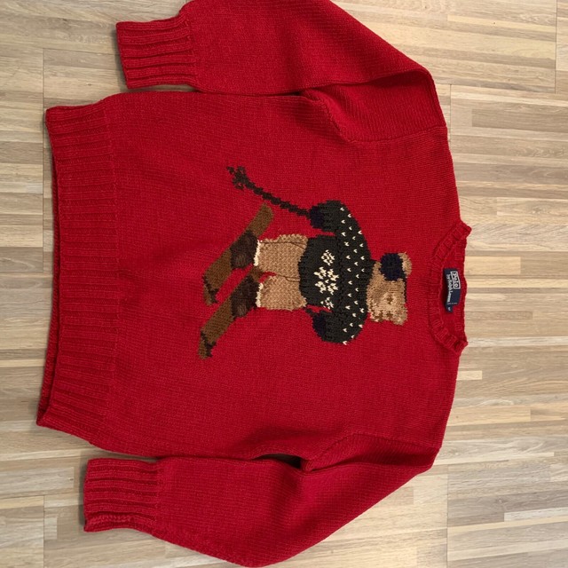 ralph lauren polo ski bear sweater size med red | eBay