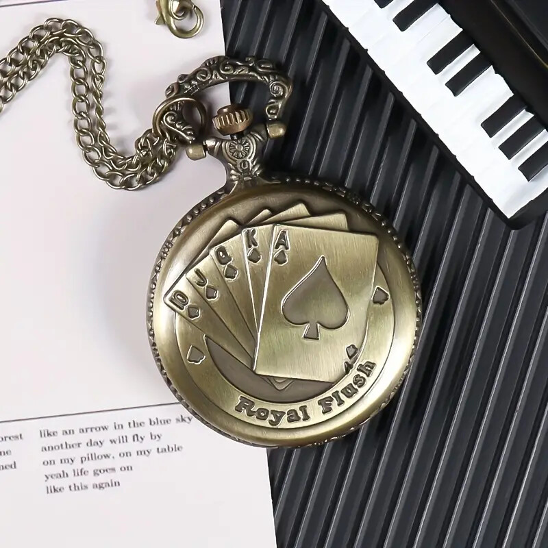 Stylish Poker Themed Pocket Watch - Perfect Gift Idea