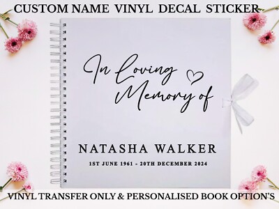 Personalisierter Vinyl-Aufkleber In liebevoller Erinnerung Name Datum Sammelalbum/Sticker ausgefallen lockig