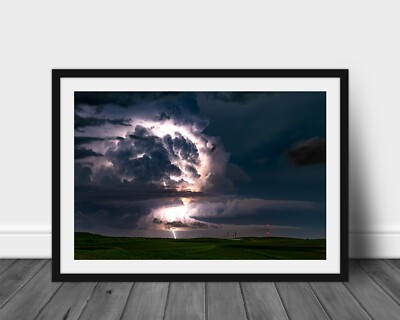 Lightning cloud photography wall art photo storm picture nature night sky print