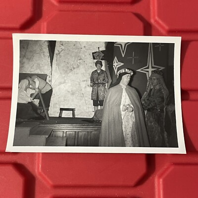Actors Dressed Up Backstage Nativity B Photograph 4.5 x 3.25 Vtg December 1957