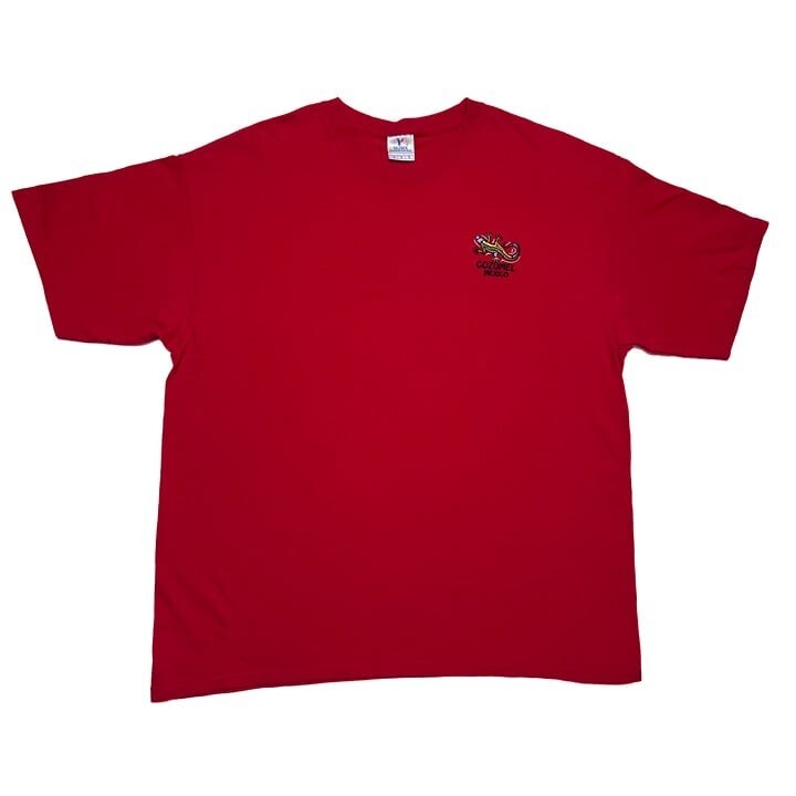 Cozumel Mexico Vintage Y2K Embroidered Lizard Shirt Red Men's XL