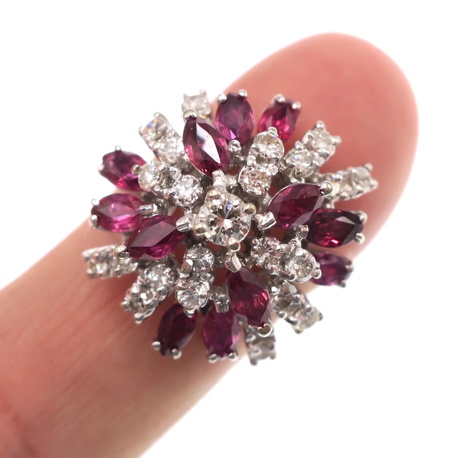 Fabulous 18k Solid White Gold Ruby / Purple Sapph… - image 1