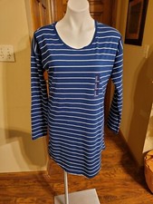 Gap Body  Womens Navy Blue /  White Striped Tee Shirt Dress S. NWT
