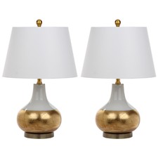 SAFAVIEH Nova Glass Table Lamp (Set of 2) | White / Gold |