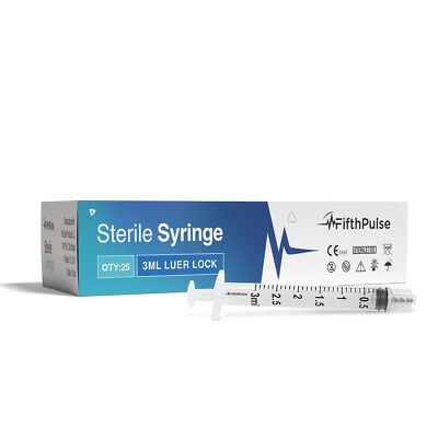 FifthPulse 3ml Syringe (NO Needle) - Measurement Dispensing, Sterile - 25 Pack
