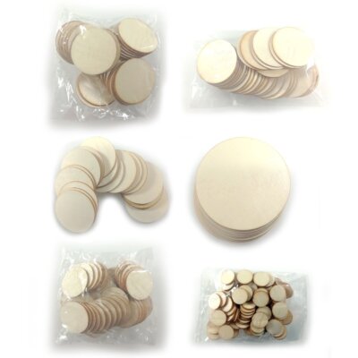 Wooden Flat Circles DIY Crafts Scrapbook Natural Wooden Ornaments Handicraft 10/