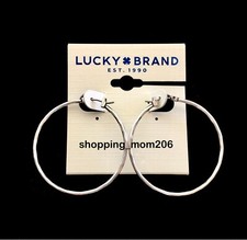 Lucky Brand Silver Tone Textured Hoop Earring...