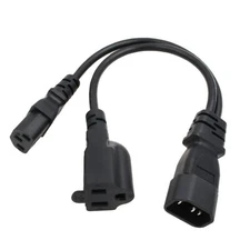 UPS PDU Power Cord Extension Adapter Cable IEC320 C14 Male to C13 + NEMA 5-15...