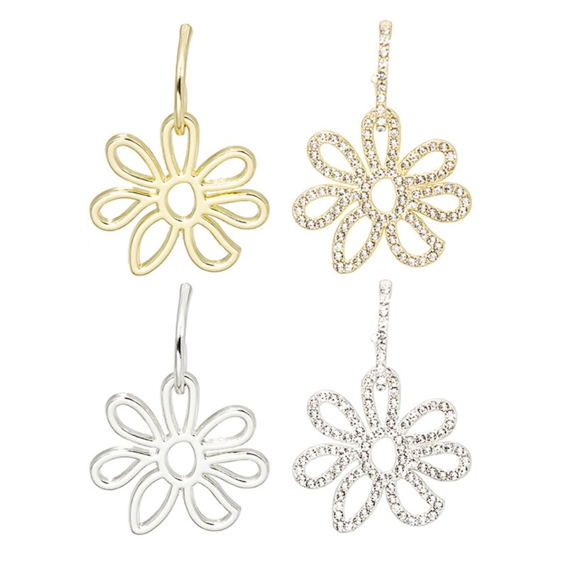 Asymmetric Flower Dangle Earrings Street Pendant Earrings Punk Jewelry