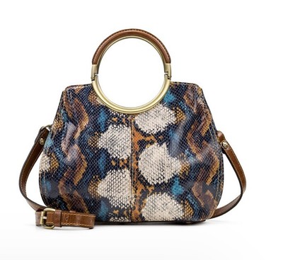 Patricia Nash Metallic Python Embossed Leather Satchel Bag 10th Anniversary