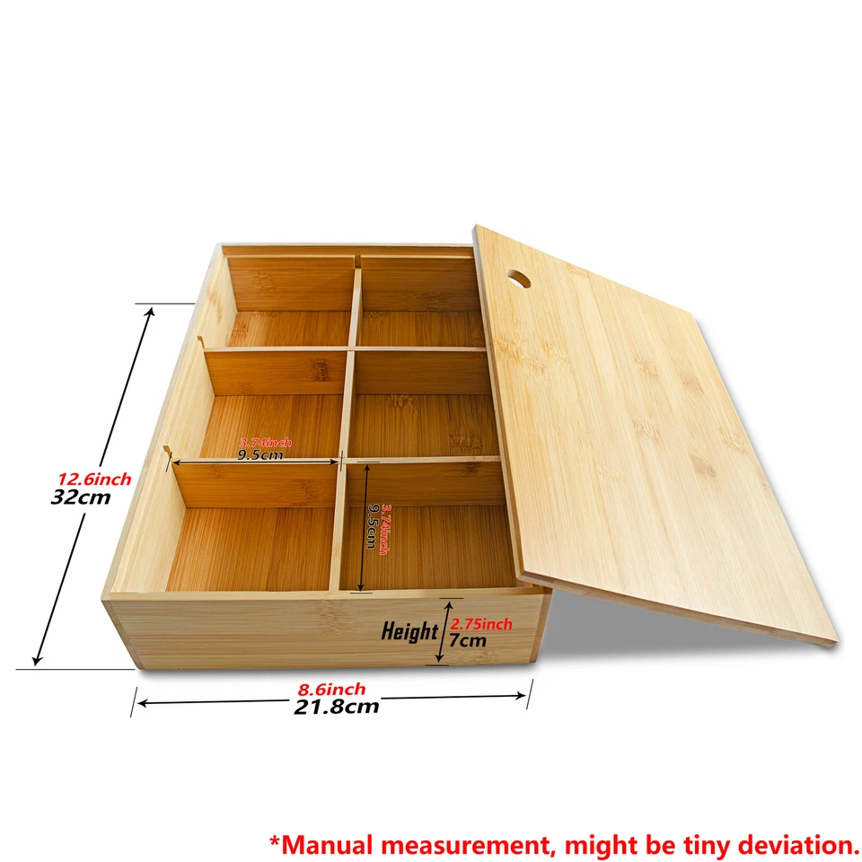 Bamboo Storage Box Multi-Purpose Drawer Organizer Food Storage Case with Cover - Image 2 of 4
