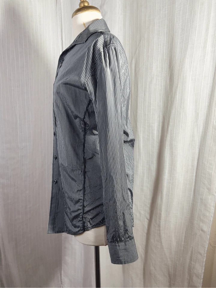 INC 男式纽扣深条纹正装衬衫 - S 码 — 第 3/4 张图片