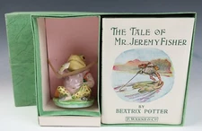 Rare Vintage Beswick Beatrix Potter Jeremy Fisher Figurine Book Set Original Box