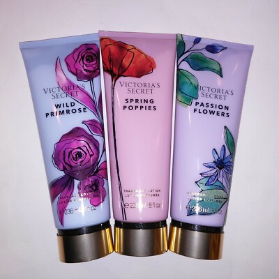 Set of Victoria Secret Fragrance Lotion Spring Poppies Wild Primrose  Passion