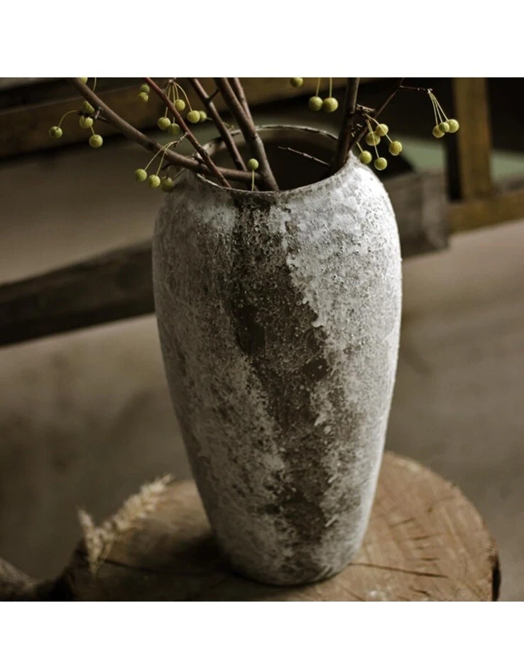 Florero de cerámica rústica, florero vintage de piso alto decoración de granja, va... Foto 3 de 4