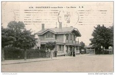 Old postcard 94 - Fontenay sous bois - the station seen from the outer court - some trips