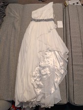 Mac Duggal Size 8 White Pleated 49532 Dress