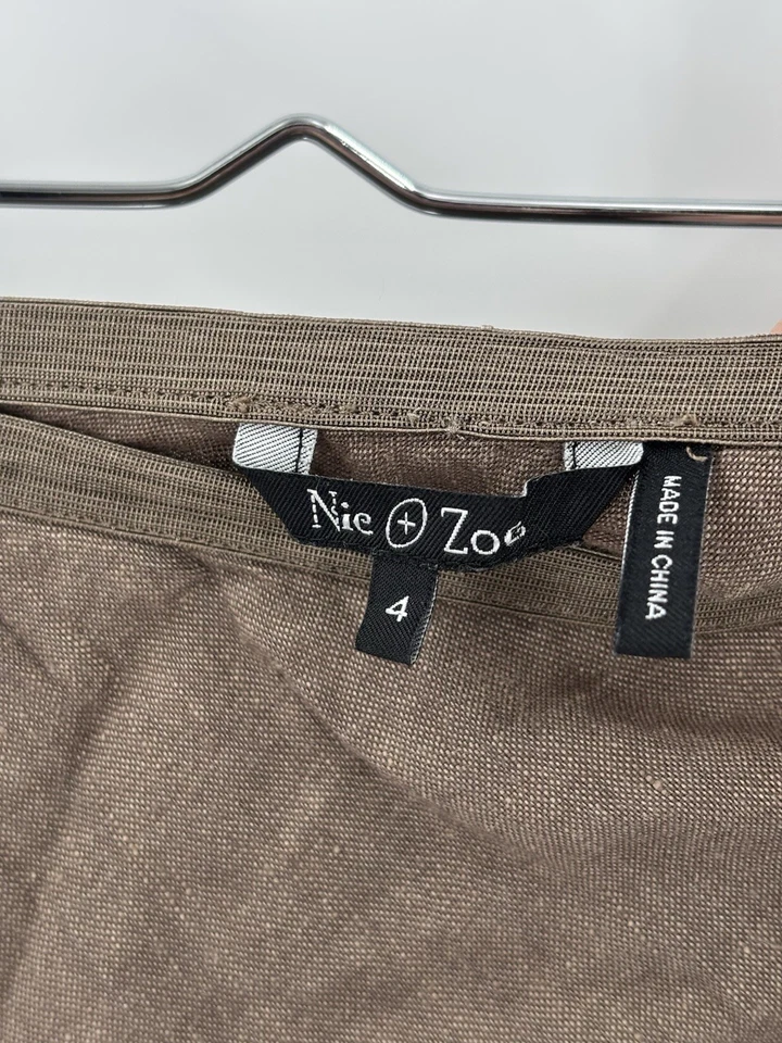 Nic + Zoe юбка женщин 4 коричневый льняной смеси оборки богемный Midi холст молнии - Изображение 3 из 4