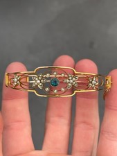 9ct Gold Bangle, Victorian Art Nouveau 9k 375 Heavy 12.1g