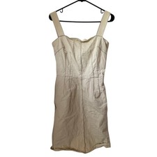 Dolce and Gabbana Cotton Stitched Beige Khaki Dress