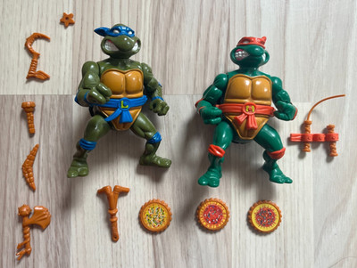 Vintage TMNT Storage Shell Leonardo & Raphael 1991 Playmates   Openable Shell Ba