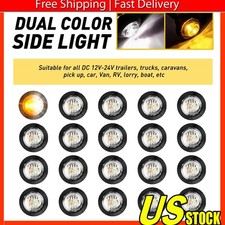12v Marker Lights Truck Led Trailer 34 Side Dual Color Amber Whit Bullet Light