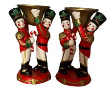 Lot of 2 Partylite Christmas Toy Soldiers Tapered 6" Candlestick