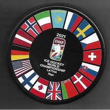 Eishockey Puck FLAGGEN    WM 2021 RIGA LETTLA...