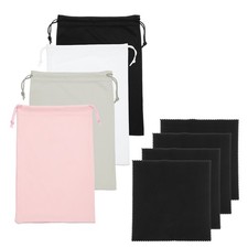 Ski Goggle Bag, Microfiber Bag with Cloth 4Pcs Black/White/Gray/Pink