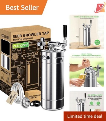 Pressurized Growler Tap System Stainless Steel 128oz Homebrew Draft Keg