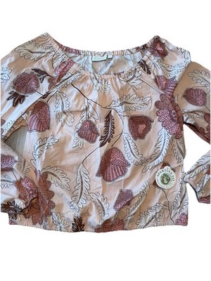 Spartina 449 Madsen Blouse Lighthouse Floral Stitch Print XS