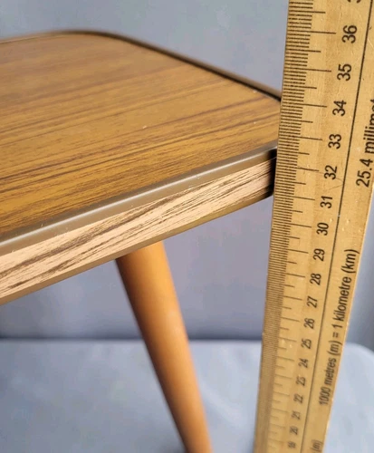 Mesa auxiliar esquinera vintage Mcm soporte para plantas efecto madera patas boomerang dansette - Imagen 7 de 13