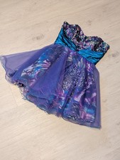 Vintage Y2K deb Strapless Beaded Sequin Short Party Dress Purple Blue Size 9/10