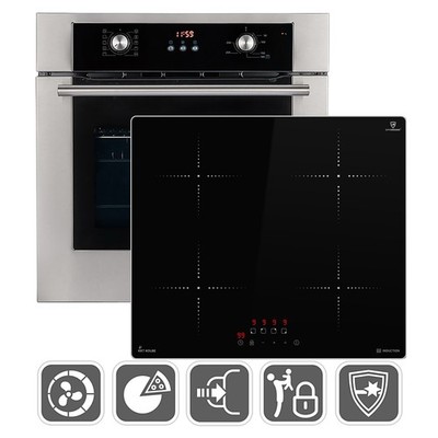 Autarkes Herdset: 60cm Einbaubackofen  + 59cm Induktionskochfeld  Grill Heißluft